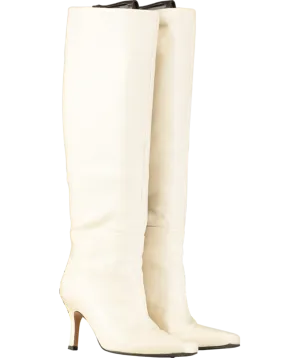 & Other Stories White Knee High Leather Boots UK 3 EU 36 👠