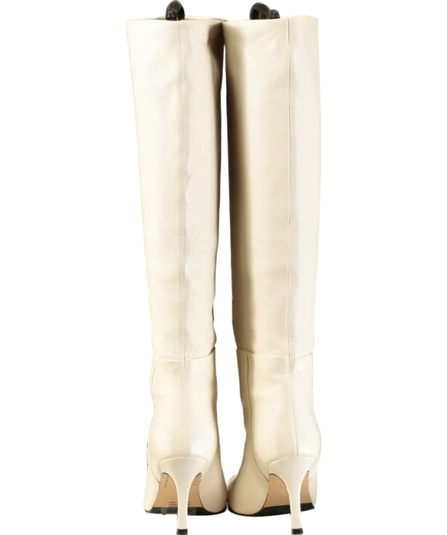 & Other Stories White Knee High Leather Boots UK 3 EU 36 👠