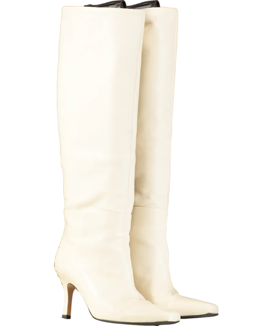 & Other Stories White Knee High Leather Boots UK 3 EU 36 👠