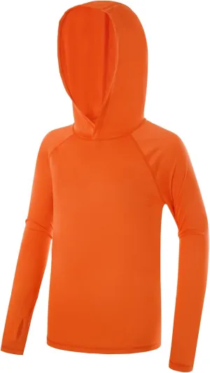 Boys Rash Guard Hoodie UPF 50  Sun Protection Long Sleeve Swim Shirt Quick Dry Kids SPF Fishing Water Beach Shirts