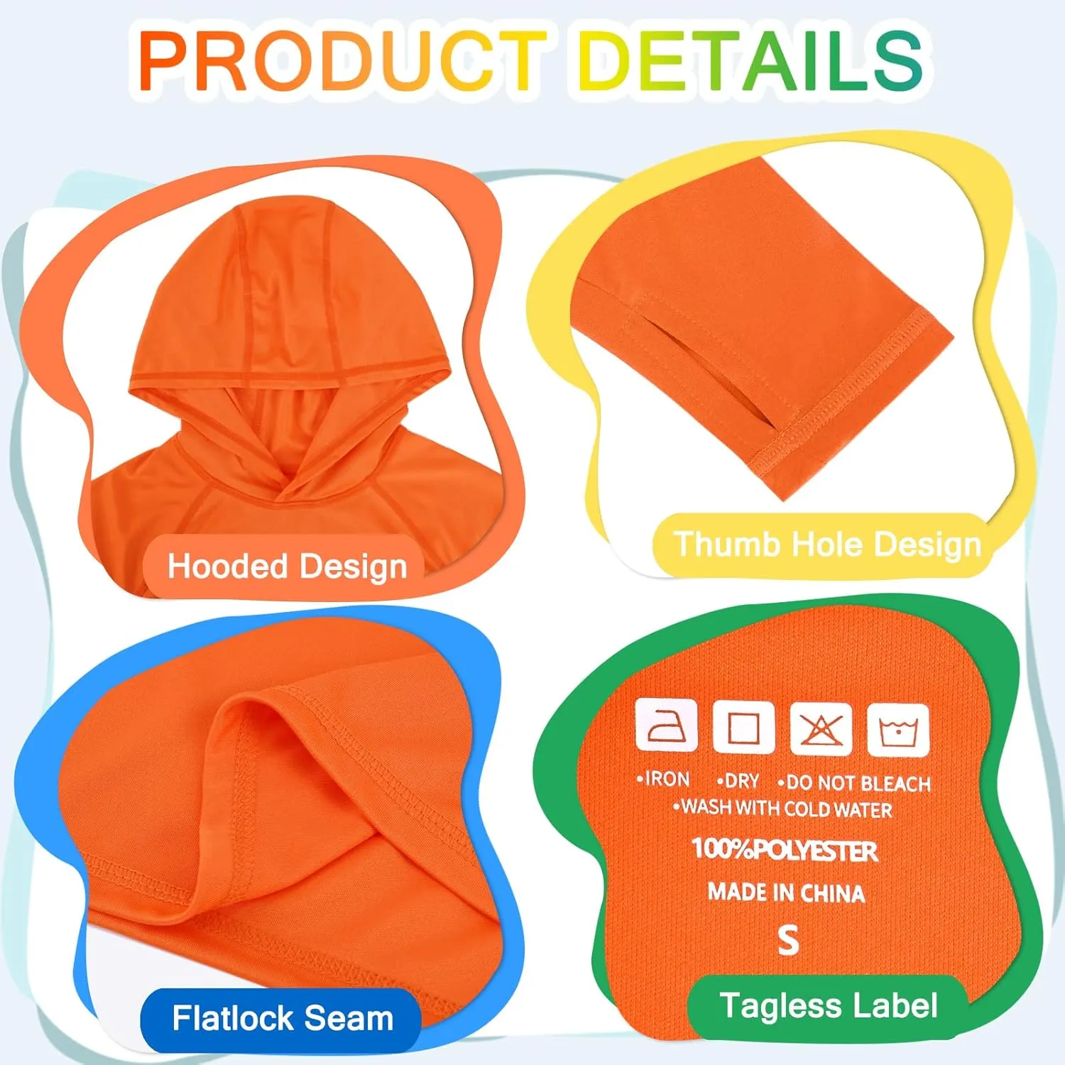 Boys Rash Guard Hoodie UPF 50  Sun Protection Long Sleeve Swim Shirt Quick Dry Kids SPF Fishing Water Beach Shirts