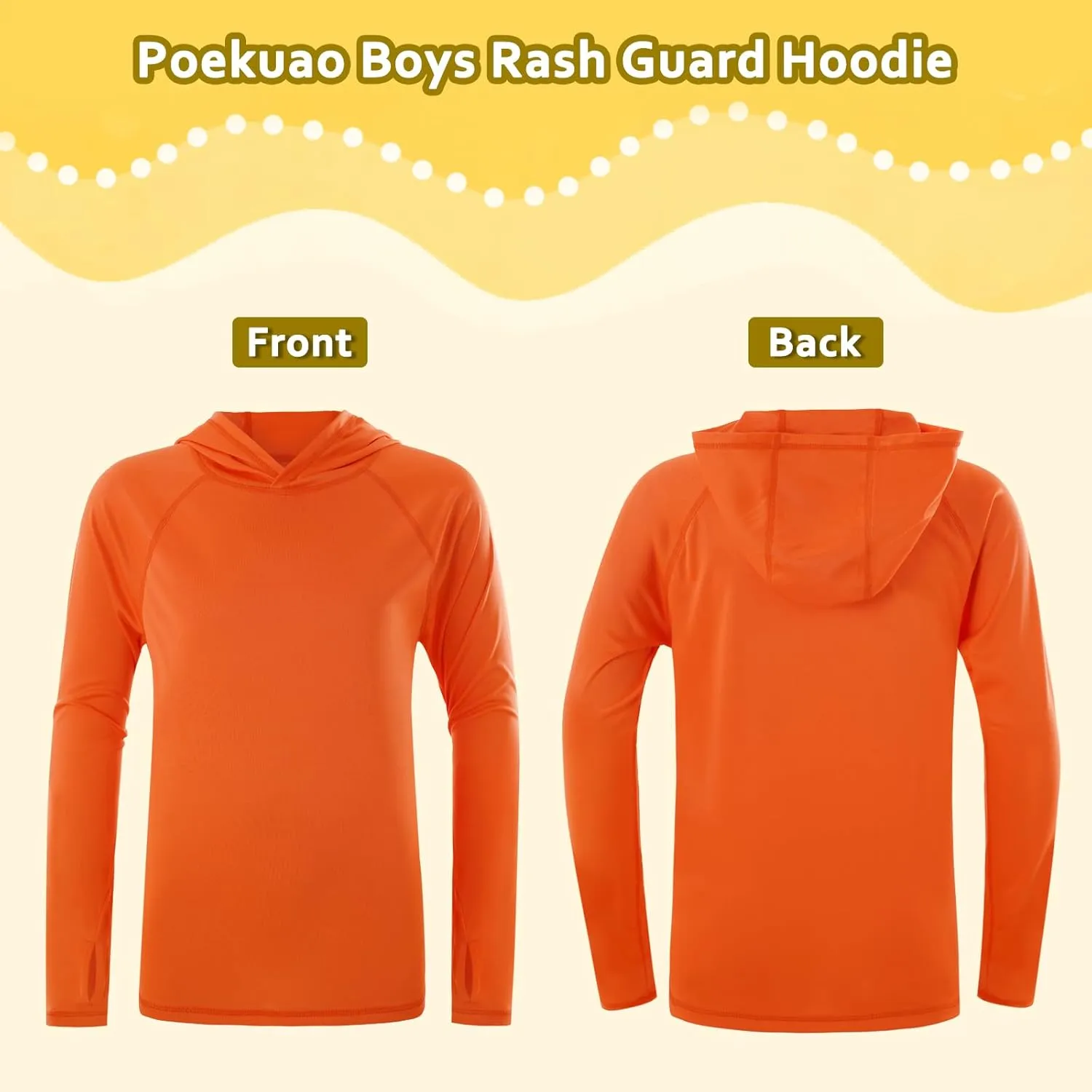 Boys Rash Guard Hoodie UPF 50  Sun Protection Long Sleeve Swim Shirt Quick Dry Kids SPF Fishing Water Beach Shirts