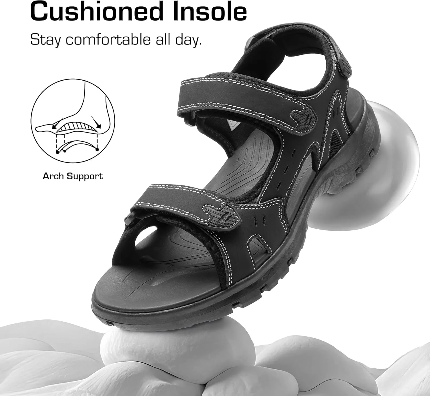 DREAM PAIRS Men??s Arch Support Hiking Sandals Sport Outdoor Athletic Comfortable Summer Beach Water Sandals