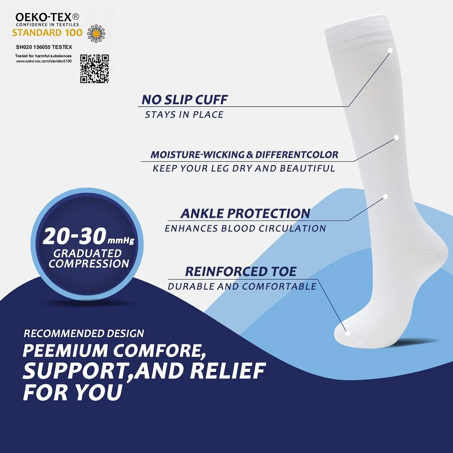 fenglaoda 8 Pairs Compression Socks for Men & Women 20-30 mmHg Knee High Nurse Pregnant Running Medical and Travel Athletic