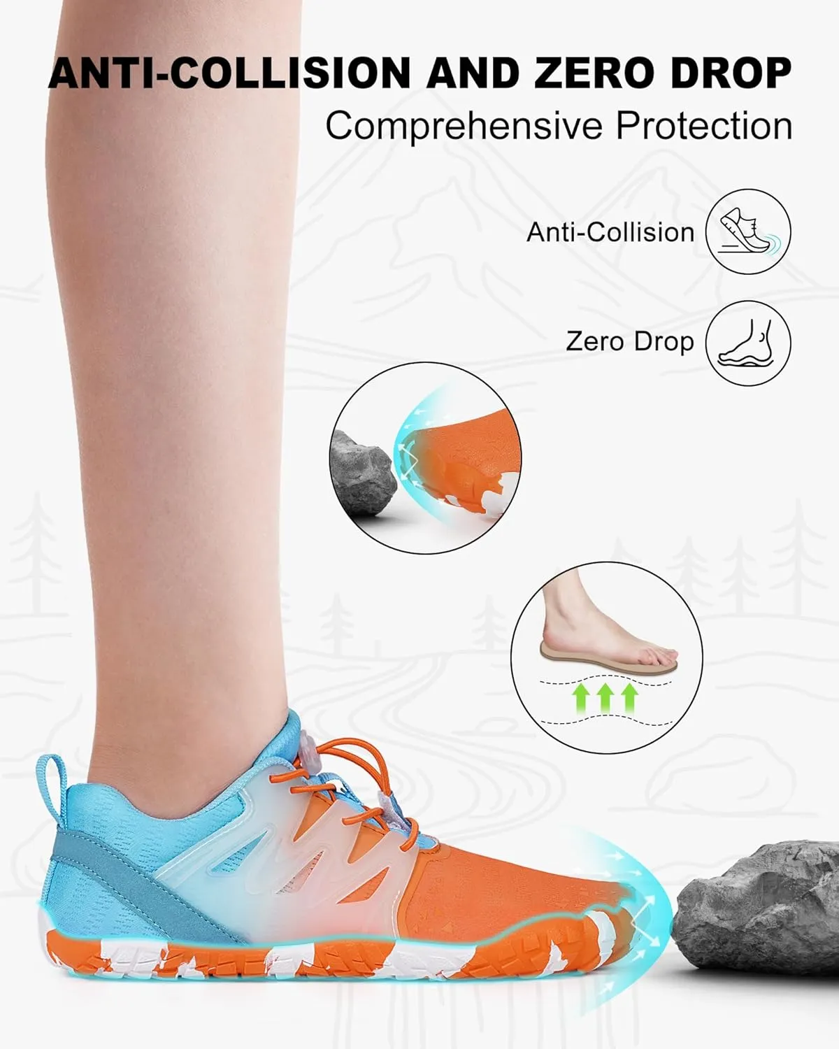 Hike Barefoot Shoes Womens Mens Footwear, Pro Water Shoe Women Men Barefoot Hiking Beach Grounding Shoes for Travel, Wide Toe Box Zero Drop Non-Slip Breathable Lightweight