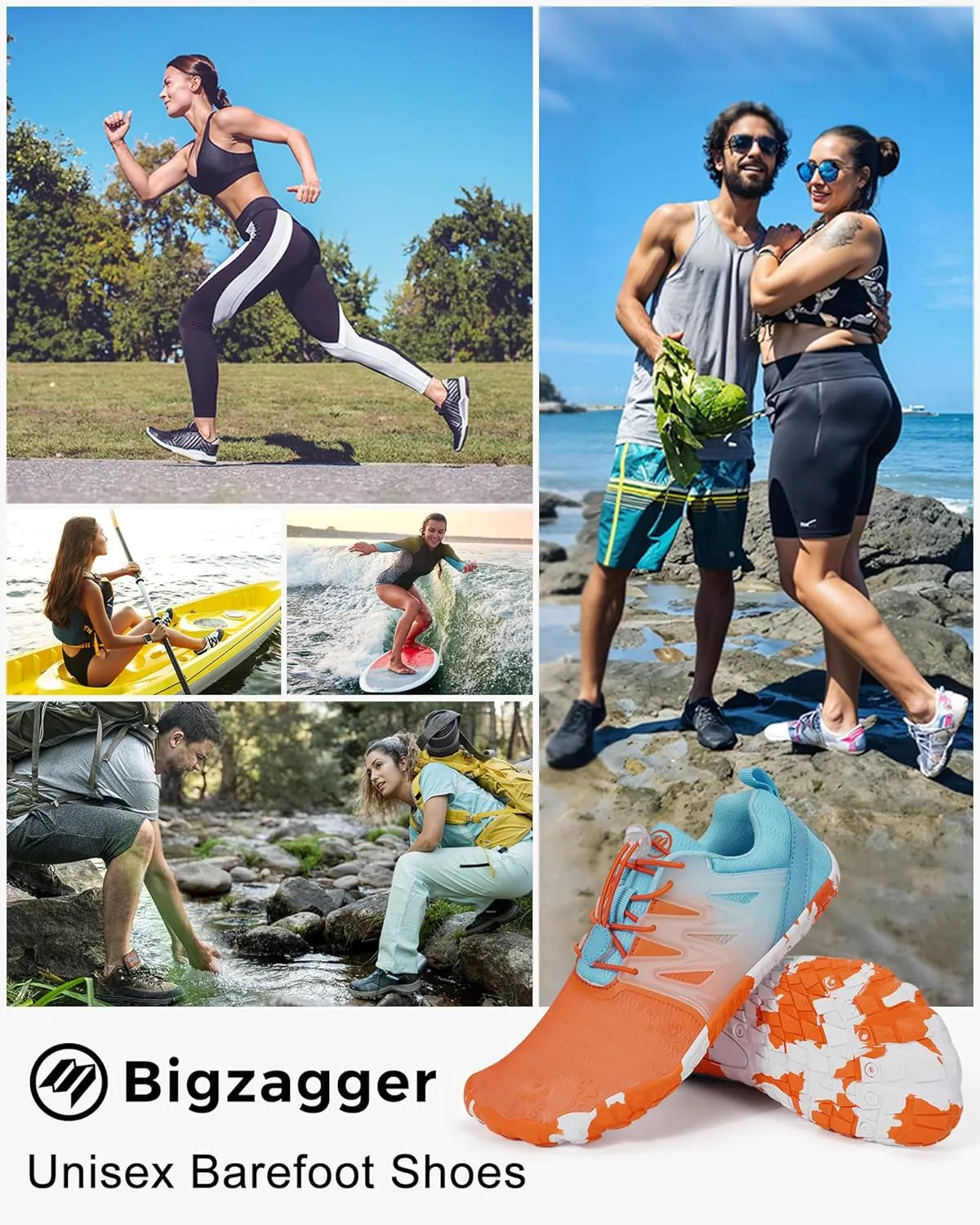 Hike Barefoot Shoes Womens Mens Footwear, Pro Water Shoe Women Men Barefoot Hiking Beach Grounding Shoes for Travel, Wide Toe Box Zero Drop Non-Slip Breathable Lightweight