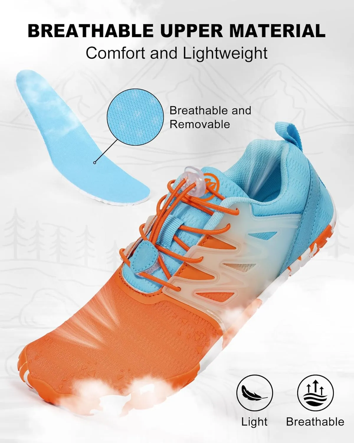 Hike Barefoot Shoes Womens Mens Footwear, Pro Water Shoe Women Men Barefoot Hiking Beach Grounding Shoes for Travel, Wide Toe Box Zero Drop Non-Slip Breathable Lightweight