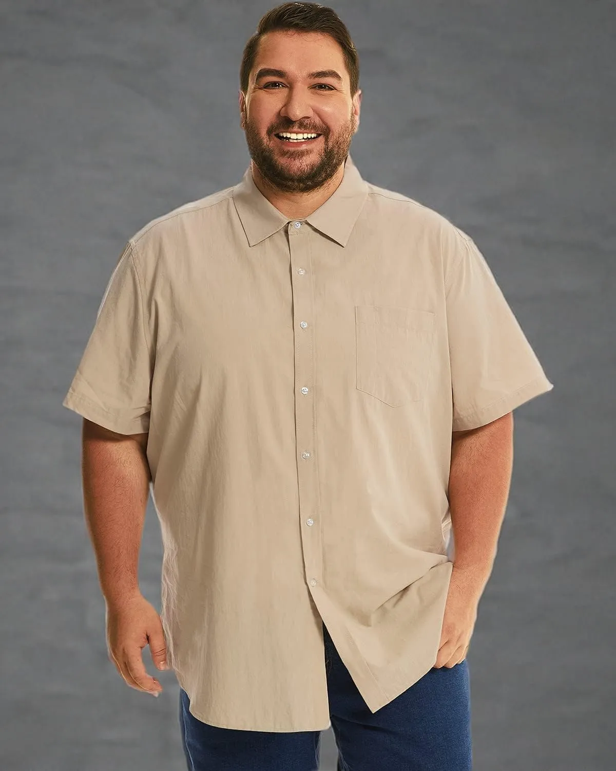 HOdo Big and Tall Mens Cotton Button Down Shirt 2XL-6XL