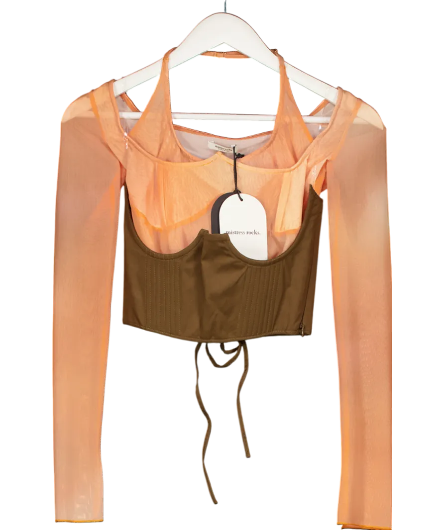 Mistress Rocks Orange Ombre Top With Lace Up Corset UK XS