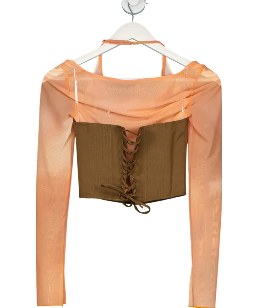 Mistress Rocks Orange Ombre Top With Lace Up Corset UK XS