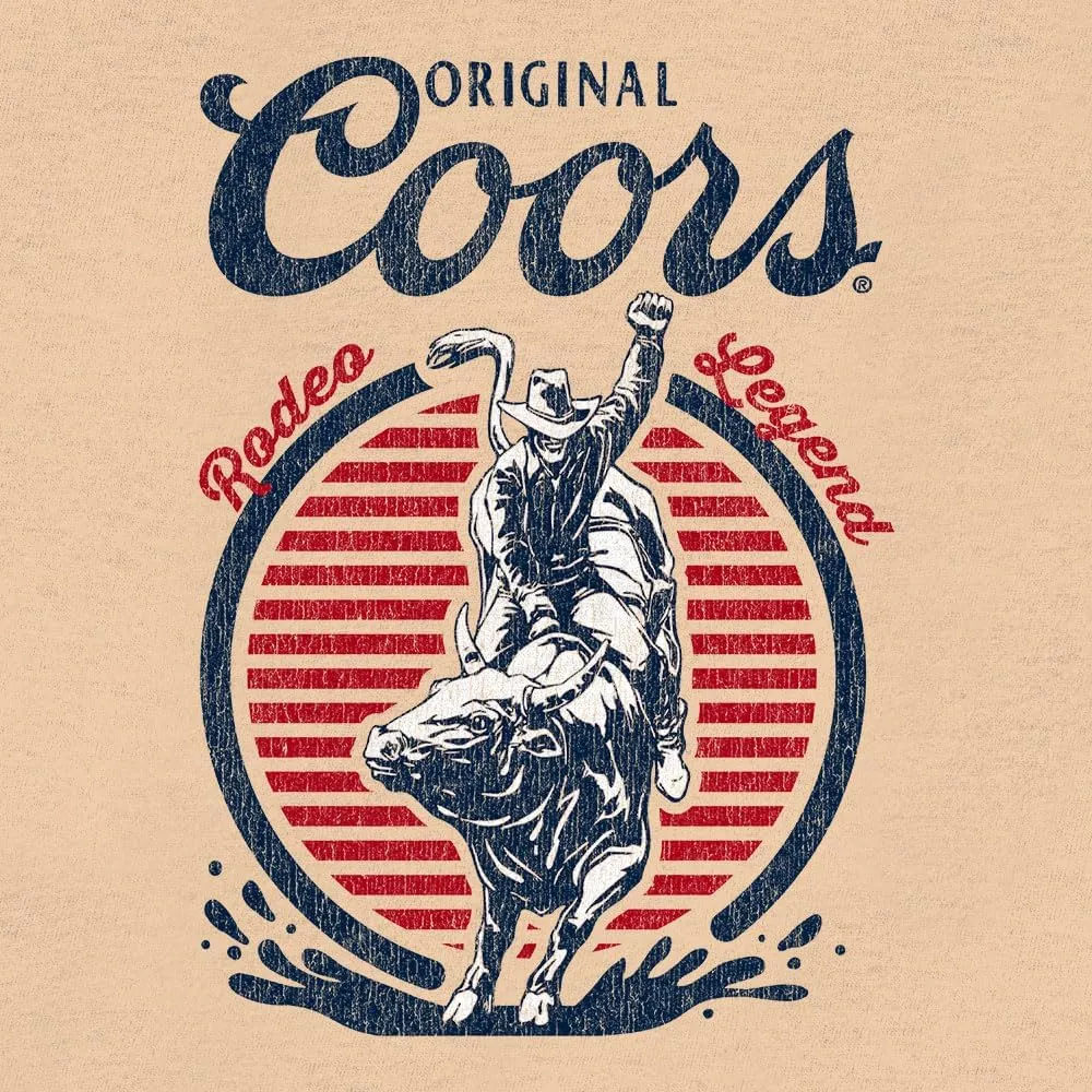 Tee Luv Men's Original Coors Rodeo Legend Double Sided Beer Logo Shirt