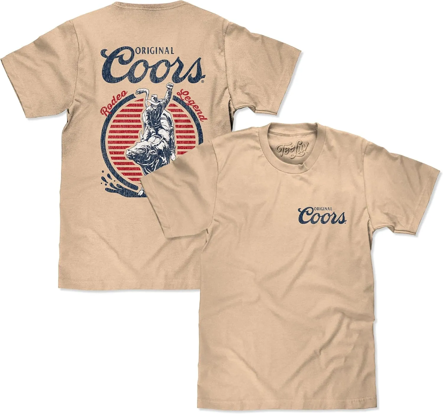 Tee Luv Men's Original Coors Rodeo Legend Double Sided Beer Logo Shirt