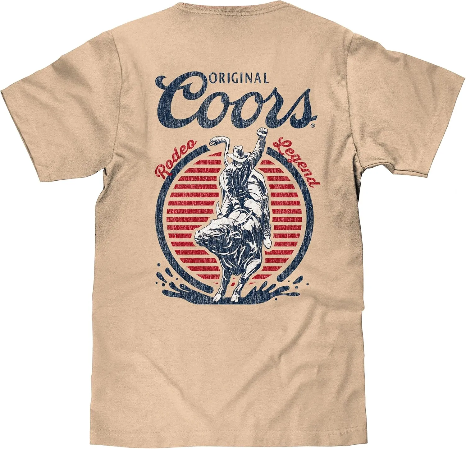 Tee Luv Men's Original Coors Rodeo Legend Double Sided Beer Logo Shirt
