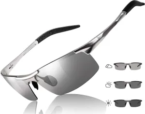 TJUTR Mens Photochromic Sunglasses Day & Night Driving Z87 Sun Glasses Polarized UV400 Protection Safety Glasses