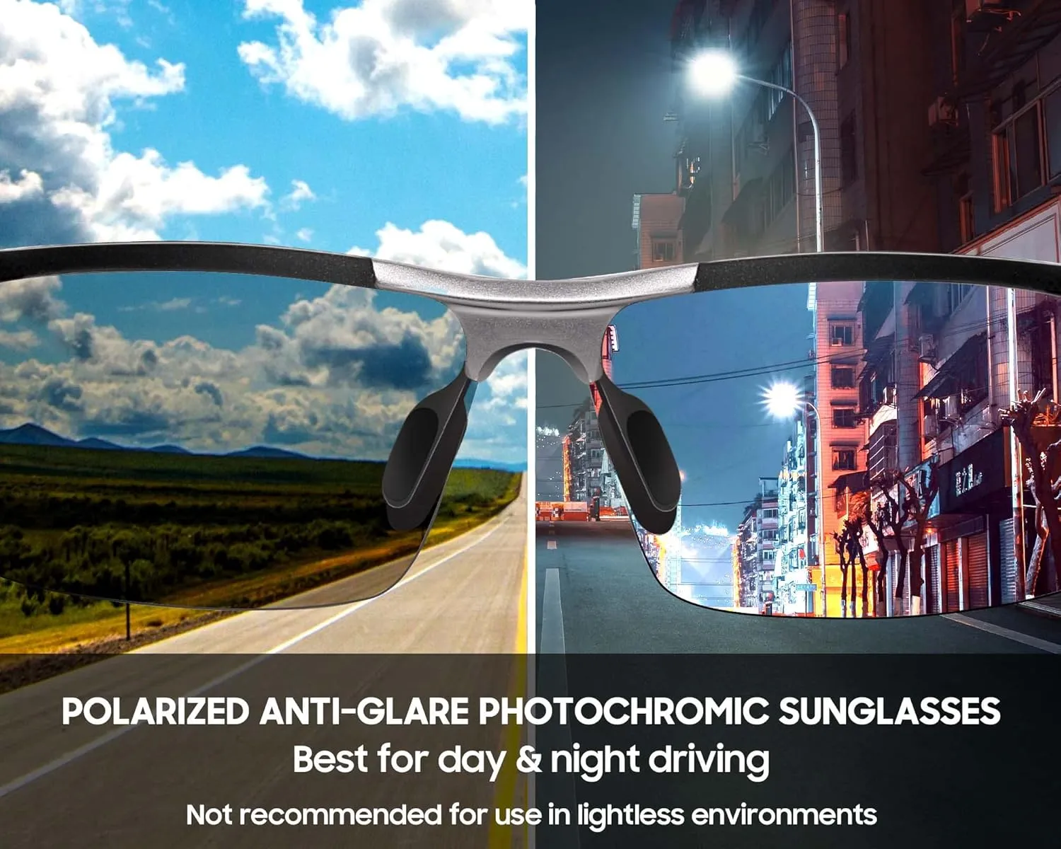 TJUTR Mens Photochromic Sunglasses Day & Night Driving Z87 Sun Glasses Polarized UV400 Protection Safety Glasses