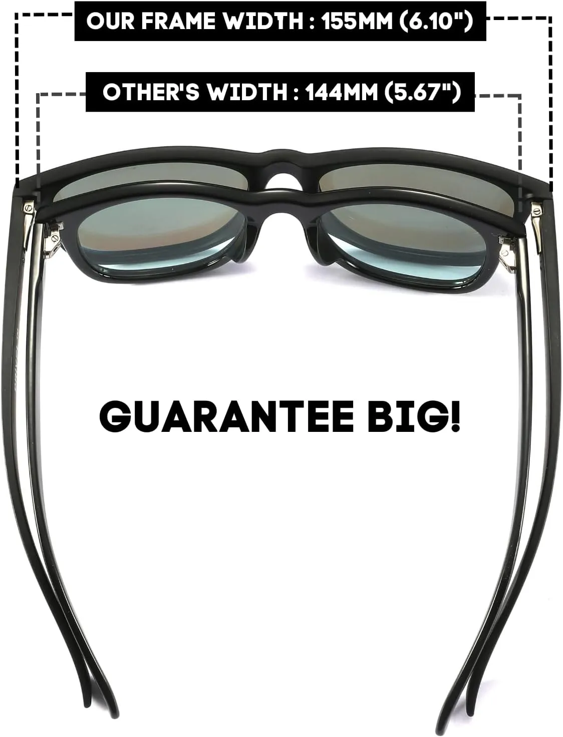 XXL Size Extra Large Polarized Sunglasses 155MM for Big Wide Heads Men TR90 Ultralight UV400 Protection Glasses